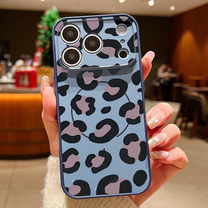 Leopard Print Phone Case For iPhone 17 Pro Max Funda iPhone 16 15 14 13 Pro Max Magnetic For Magsafe Hybrid Slim Matte Cover