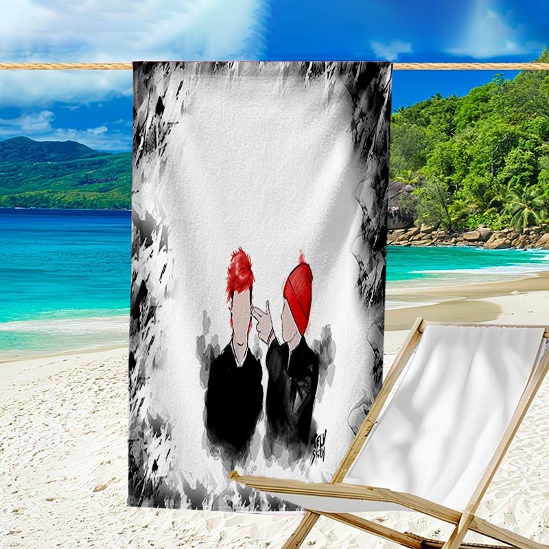 Beweis Strandtuch mit einem Tyler Joseph und Josh Dun Muster - weich, saugfähig, schnelltrocknend, maschinenwaschbar - perfekt zum Schwimmen, Camping, Baden