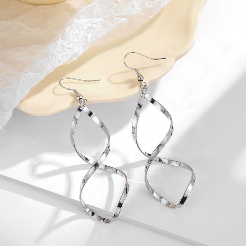 

Европейские и американские серьги-капли воды Женская мода Волнистые витые серьги Стиль Милые Супер блестящие Подвески для ушей Ювелирные изделия серебряный
