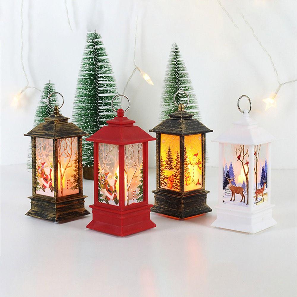 Santa Claus Night Light Portable Hanging Lamp New Year Christmas Retro Lantern Light  Home