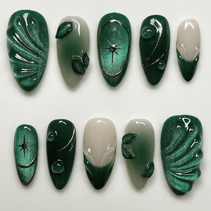 24 Stück tragbare Press-On-Nägel Erdbeer-Schleifen-Design Nagelspitzen Rot Kurz Mandel Perle Sternenlicht Falsche Nagelkunst Blume Falsche Nägel