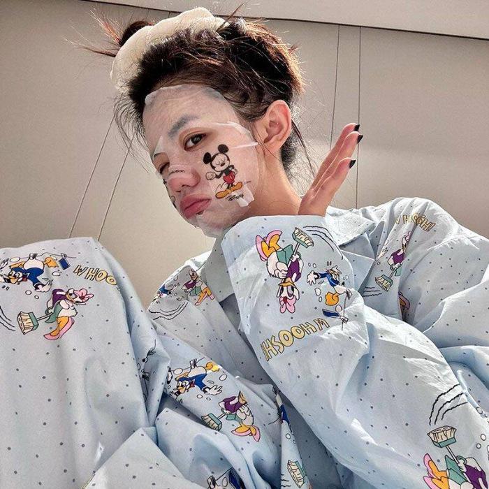 Women's Spring & Autumn Cloud Cotton Pajama Set - Thin Print & Embroidery, Loose Fit, Long Sleeve & Pants Home Wear.