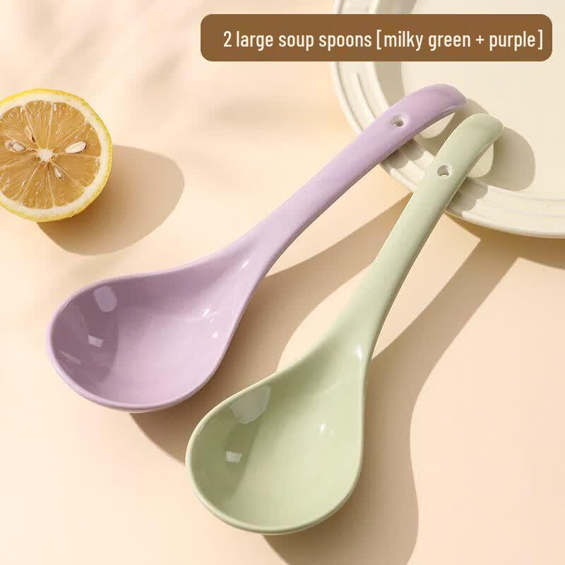Ceramic Long Handle Soup Spoon