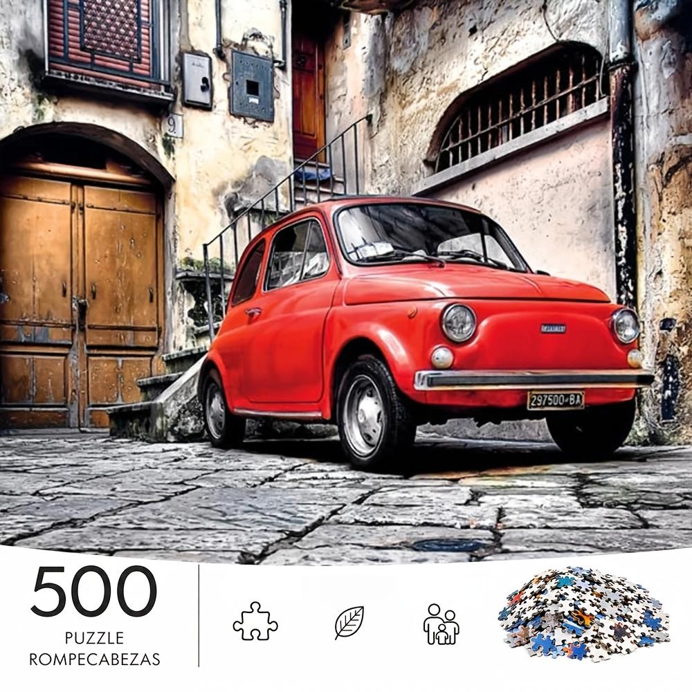 500pcs/Puzzle Game for Endurance And Logic Training - Exquisite Puzzle - (Red Car Stopped at Stone Alley Old House) Suitable for Living Room Decoratio