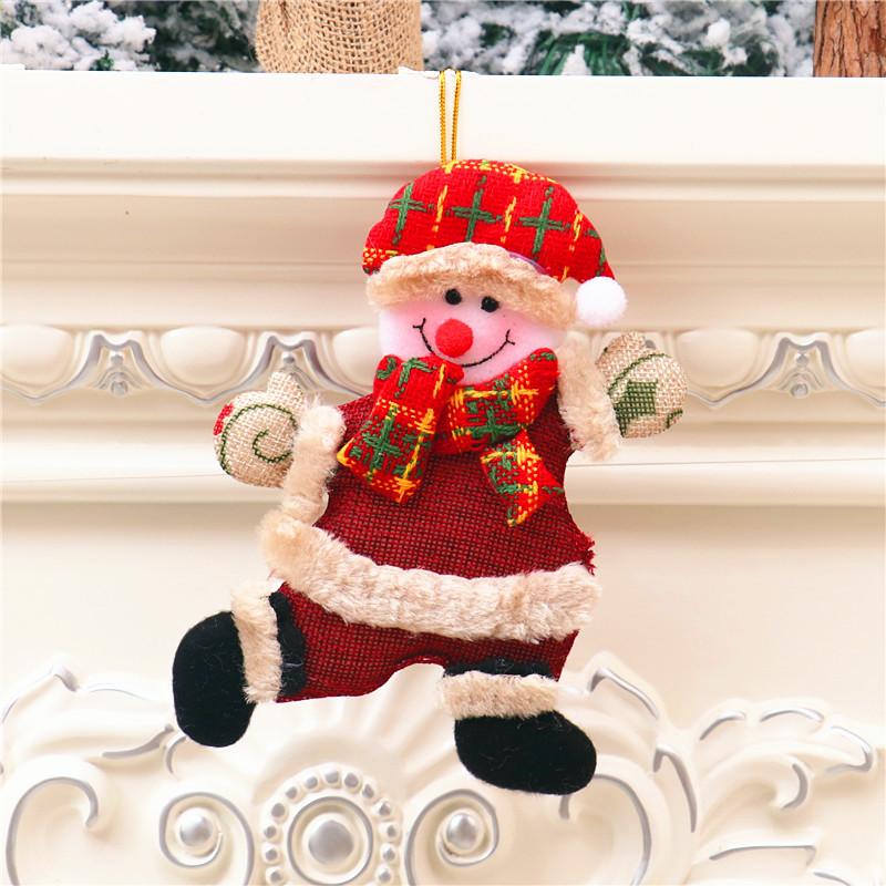 Christmas Themed Decorations Ornaments Fabric Santa Claus Reindeer Figurines Little Bear Snowman Hanging Decorations Pendant