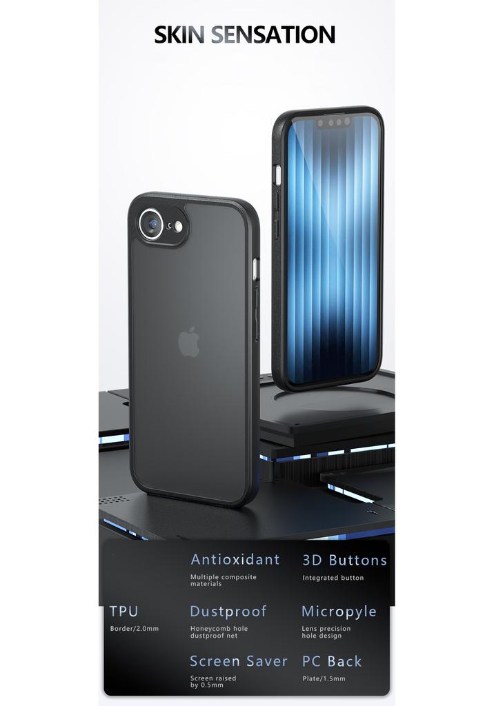 For Iphone 16e Frosted Case Iphone 16e SE4 SE 2025 Funda Cover Coque Matte Transparent PC Shockproof TPU Back Case Iphone 16e