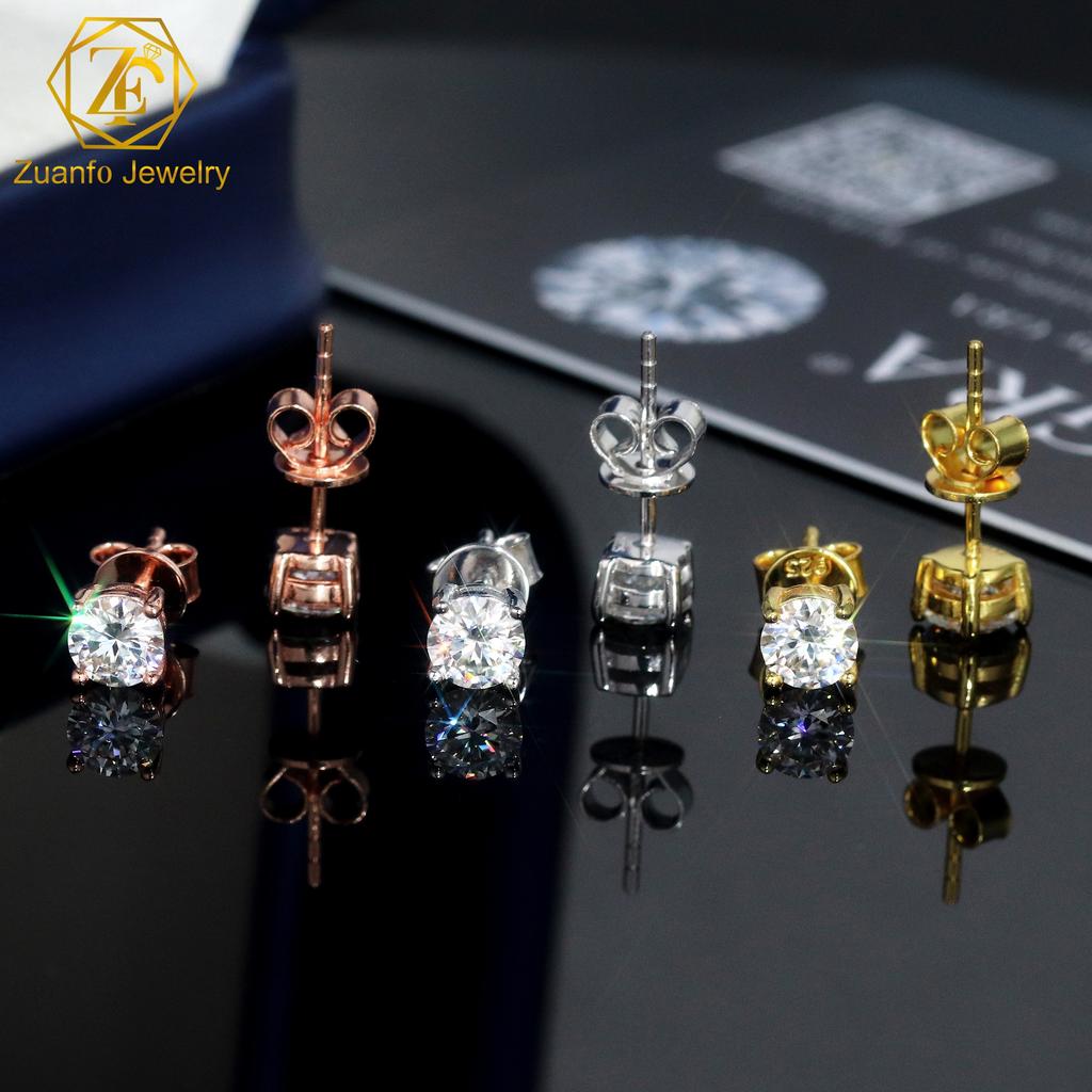 18 Karat Weißgold Gelbgold Roségold Beschichtete Moissanit Ohrstecker 5mm 6,5mm 8mm VVS Diamant Ohrringe für Damen