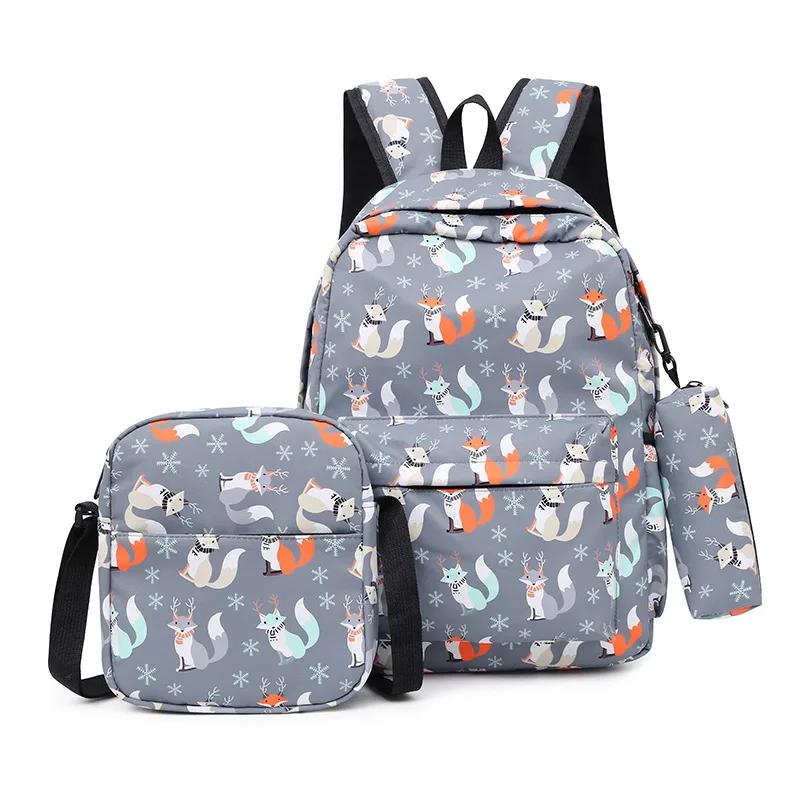 Crossten 3pcs/set High School Bags for Women Boys One Shoulder Bag Backpacks Big Student Travel Bag Men School Backpack Mochila