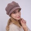 New Autumn and Winter Fleece Cap for Women Knitted Rabbit Fur Thread  Warm  Fashionable and Cold Proof Beret Hood