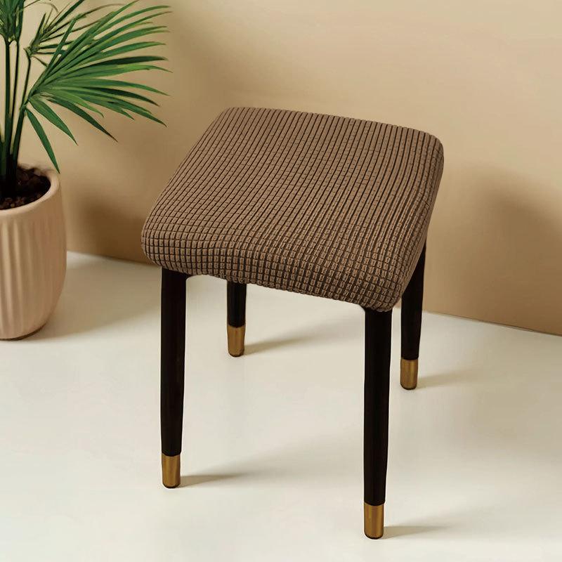 Jacquard Square Stool Covers Elastic Dust-proof and Anti-slip Stretch Chair Cover Solid Color Geometric Pattern Seat Cover