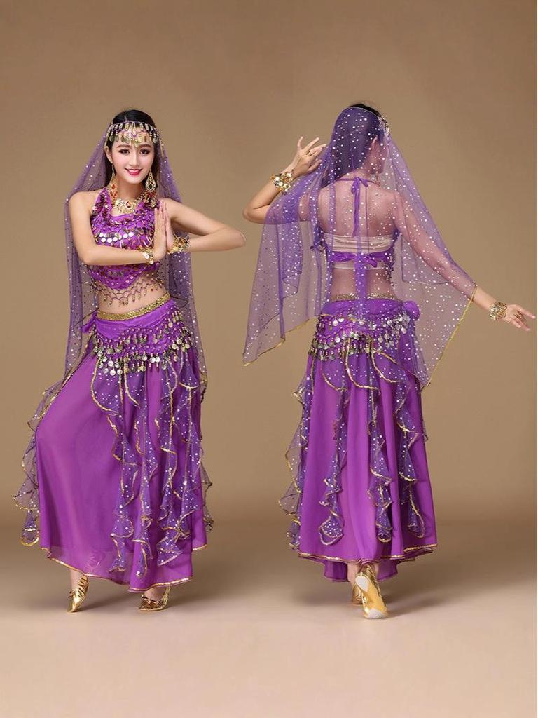Indischer exotischer Tanzkostüm für Damen - Hochwertiges Bauchtanz-Aufführungsoutfit