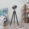 93.98 Cm Black Wooden Tripod Nickel Spotlight Industrial Nautical Searchlight for Home, Office, Livingroom, Bedroom, Diningroom Decor