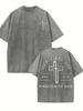 Men'S Christian Faith T-Shirt - First Seek The Kingdom of God & Matthew Bible Verse Print, Retro Streetwear Casual Round Neck Tee with Cross Design