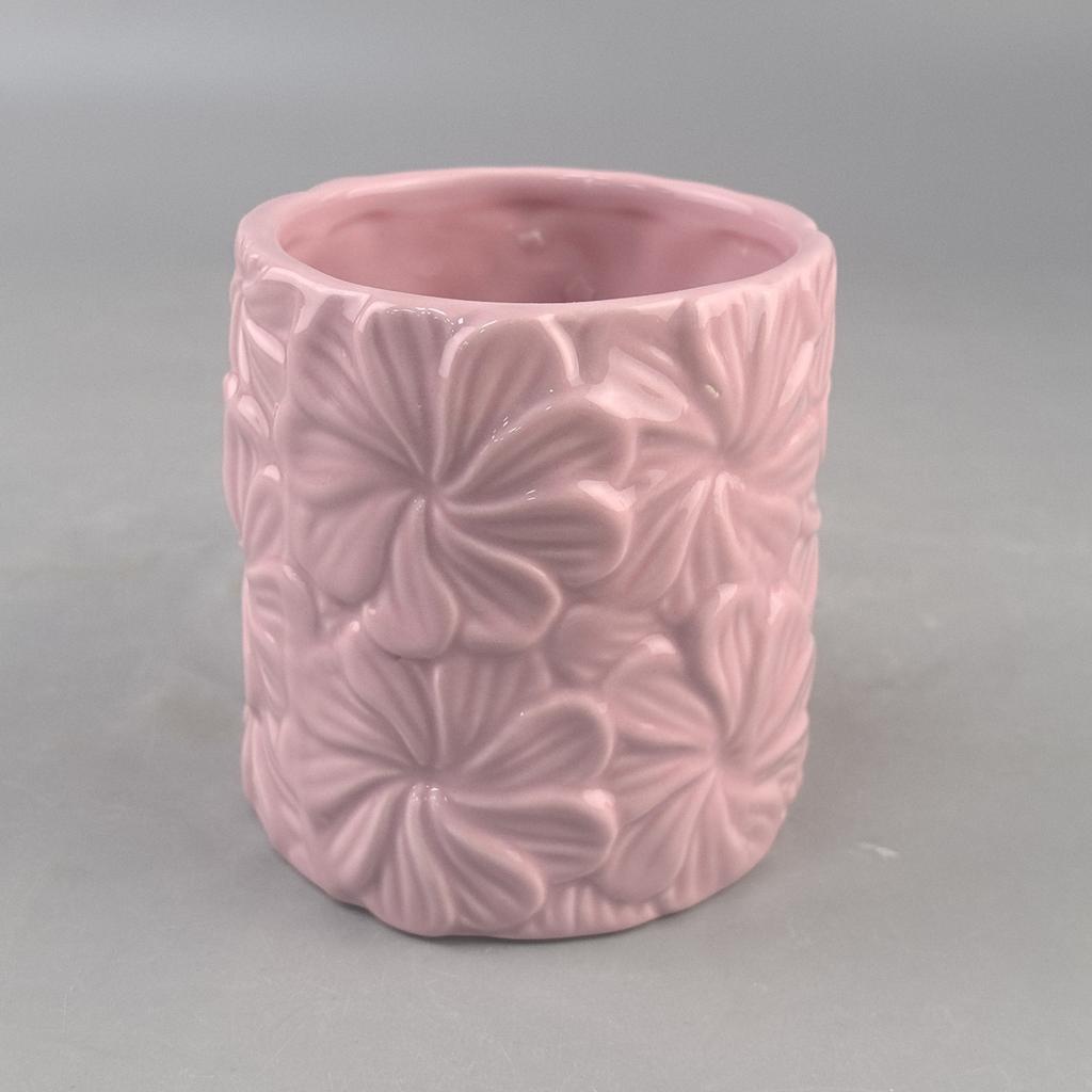 Creative, High-looking, Exquisite Tender Pink Embossed Flower Ceramic Mug for Girls, Springy Home Coffee Cup for Drinking Water