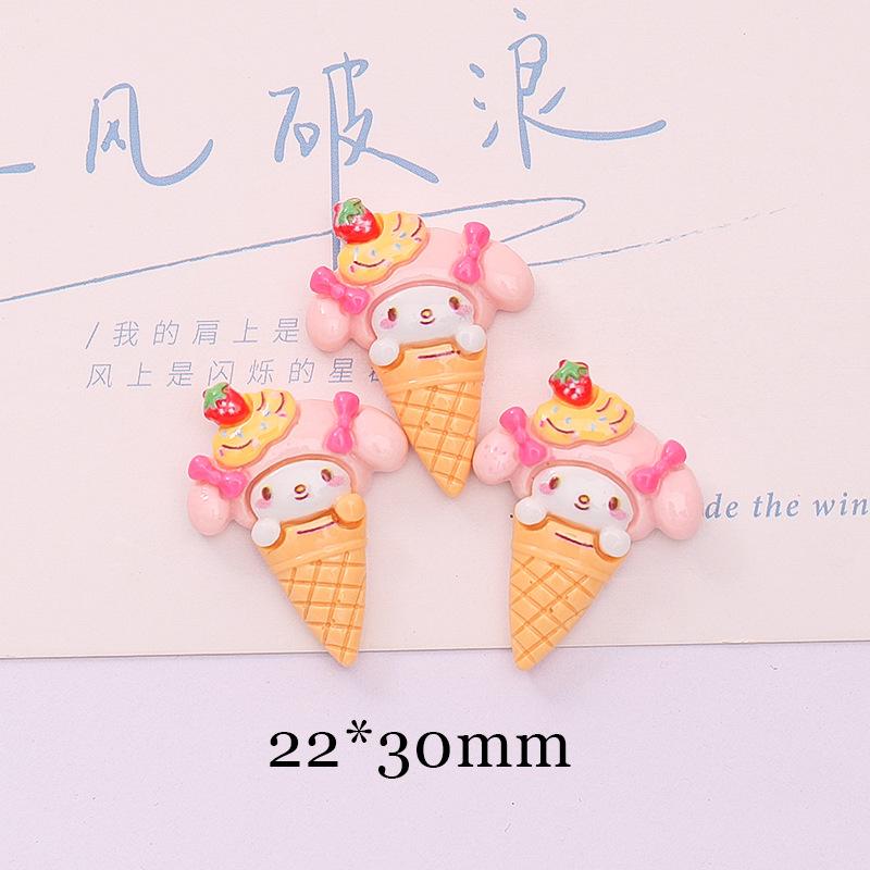 10Pcs Kawai Bright Surface Cat Dessert Ice Cream Series Resin Flat Back Scrapbook Figurine Diy Bow Decor Accessories Crafts A3