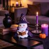 Desktop Halloween Ornament Lighted Ghost Figurine, Resin Wizard Statue with LED Light, Cute Holiday Figurine Reading Book Night Light for Home