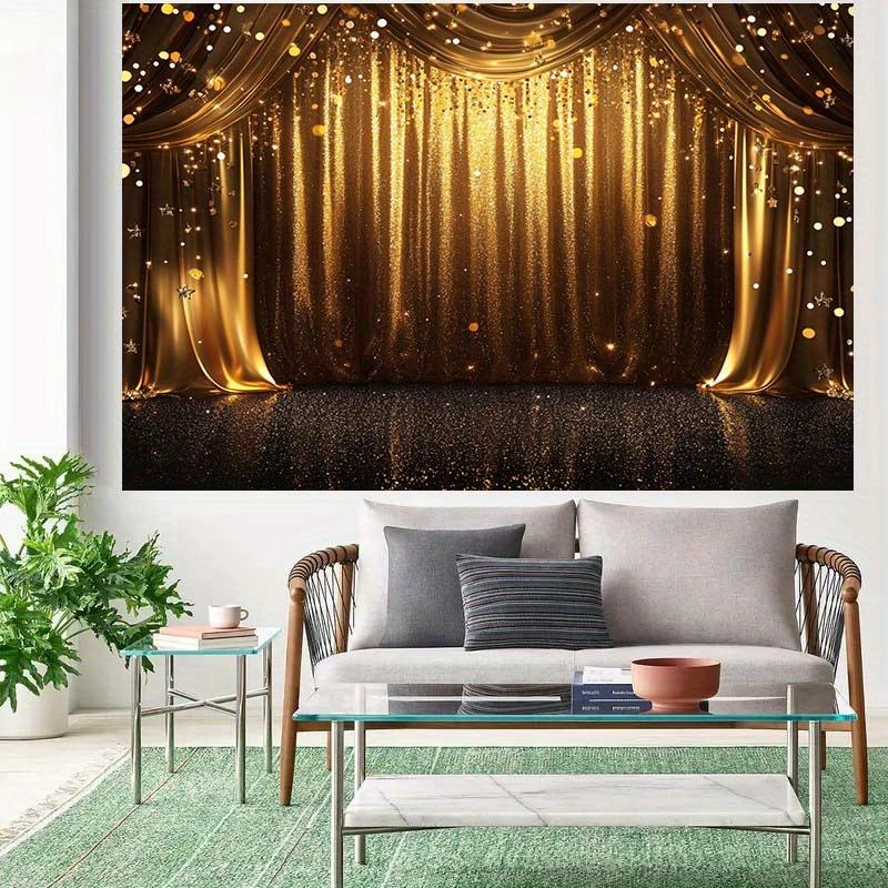 1 2D Banner Shiny Golden Glittery Particles - Suitable for Weddings Festivals Parties and Available In Multiple Sizes