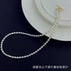 Freshwater Seedless Pearl Aurora Rice-shaped Bead Necklace, a Touch of Luxury and Elegance OT High-quality Clavicle Chain with Aurora Pearl