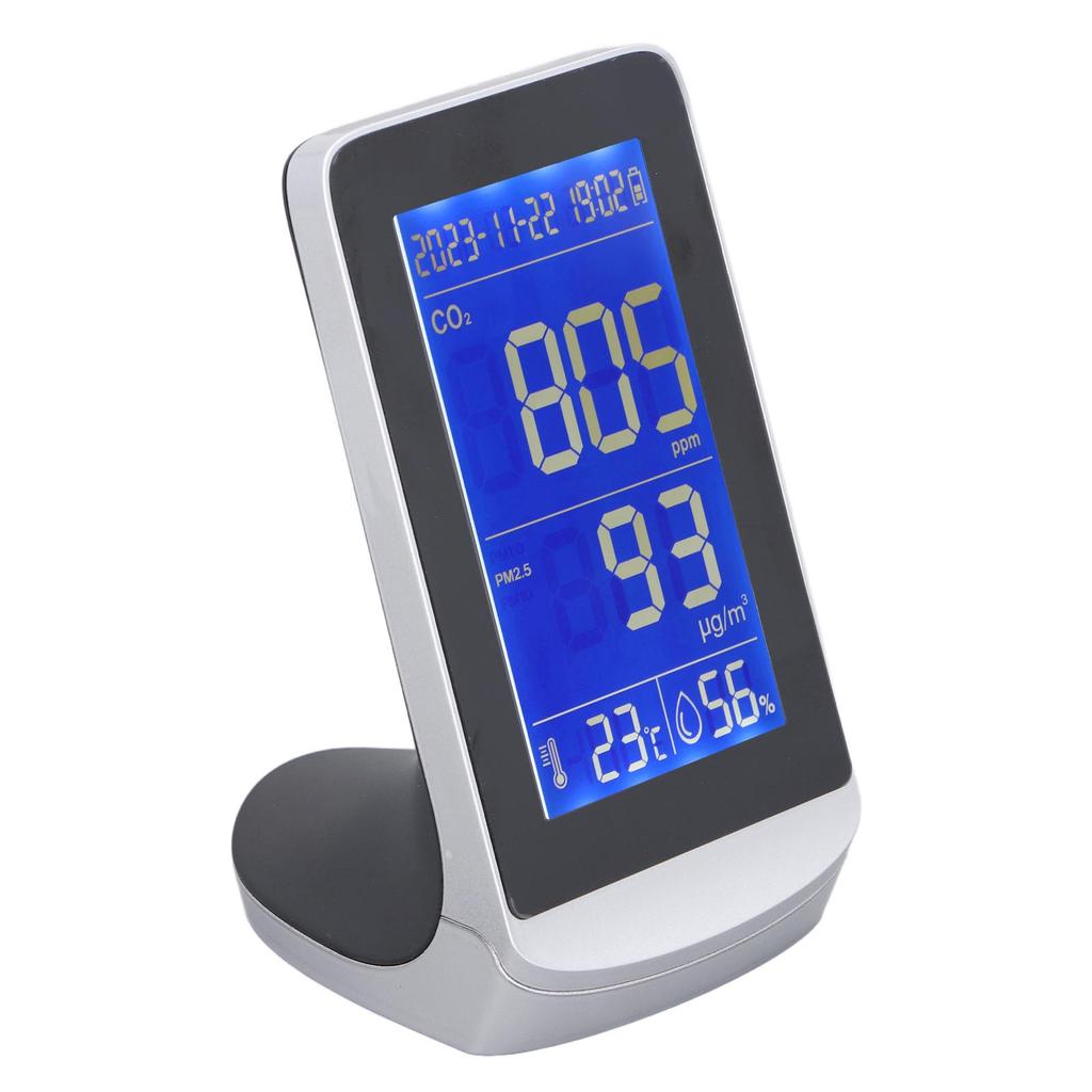 Air Quality Monitor Digital Display CO2 PM1.0 2.5 10 Temperature Humidity Detector with Low Battery Warning