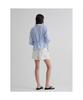 8SECONDS Striped Collared Neck Shirt Blouse Sky Blue