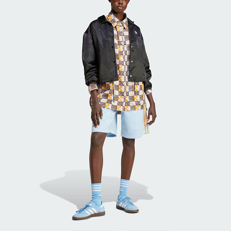 Adidas Originals 80s Capri Shorts With Side Stripes And Drawstring Elastic Waist Women Bottoms Pink Blue JC6143