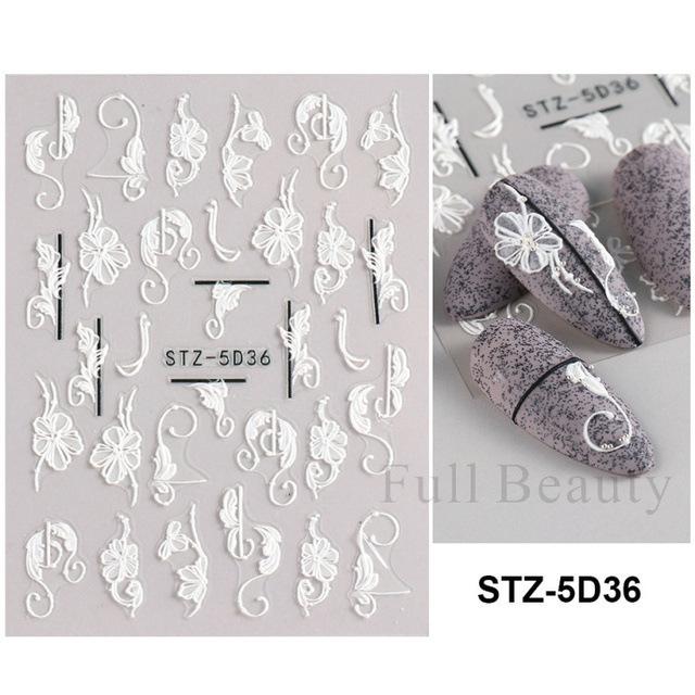 Nail Art Sticker, Relief 5D Three-Dimensional Spring Pink Cherry Blossom Small Flower Adhesive Nail Sticker