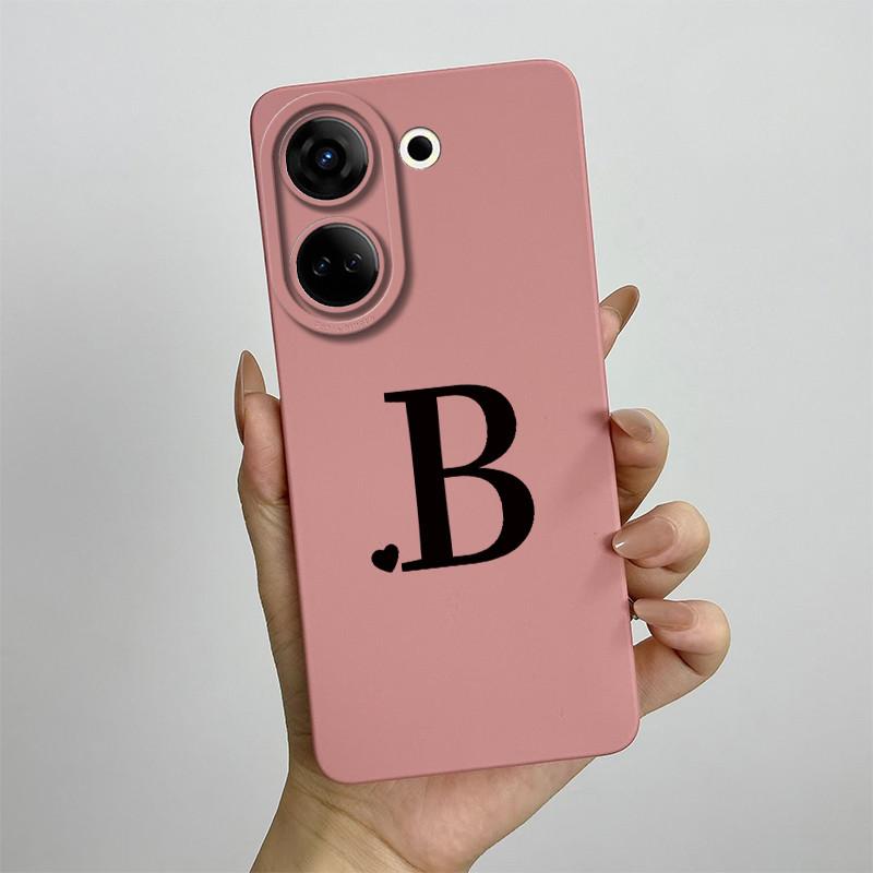 Case For Tecno Camon 20 Pro 4G Cute Initial Letters Liquid Soft Silicone Cover Shell For Tecno Camon 20 Pro CK7n CK6 CK6n Coque