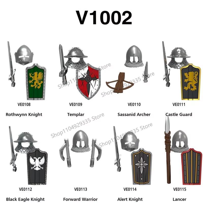 MOC Mittelalterliche Bausteine Zubehör Burgen Gotische Ritter Drache Löwe Krieger Pferd Helme Schilde Rüstungen Äxte Steine Spielzeug