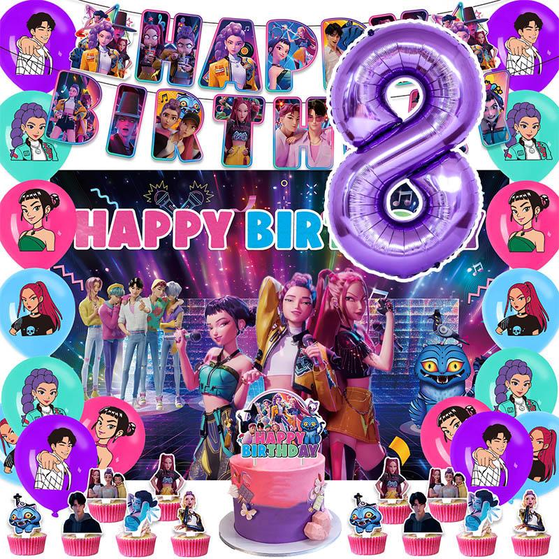 Set Tacâmuri de Petrecere de Unică Folosință Kpop De Hunter Tragere de Steag Petrecere de Ziua de Naștere Coreean Kpop Petrecere Anime Celebrare Consumabile Picnic Deco