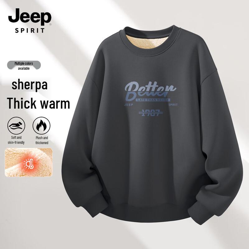 JEEP SPIRIT Men's Thickened Fleece Sweatshirt