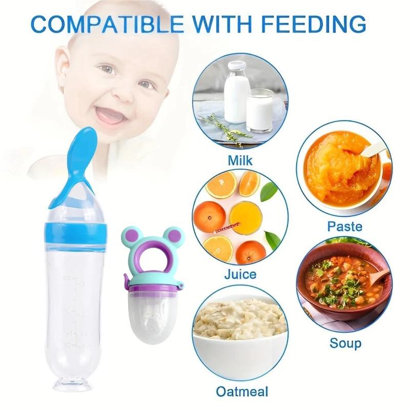 Squeezing Feeding Bottle Cup Baby Pacifier Feeding Set Silicone Cereal Food Supplement Feeder Tableware