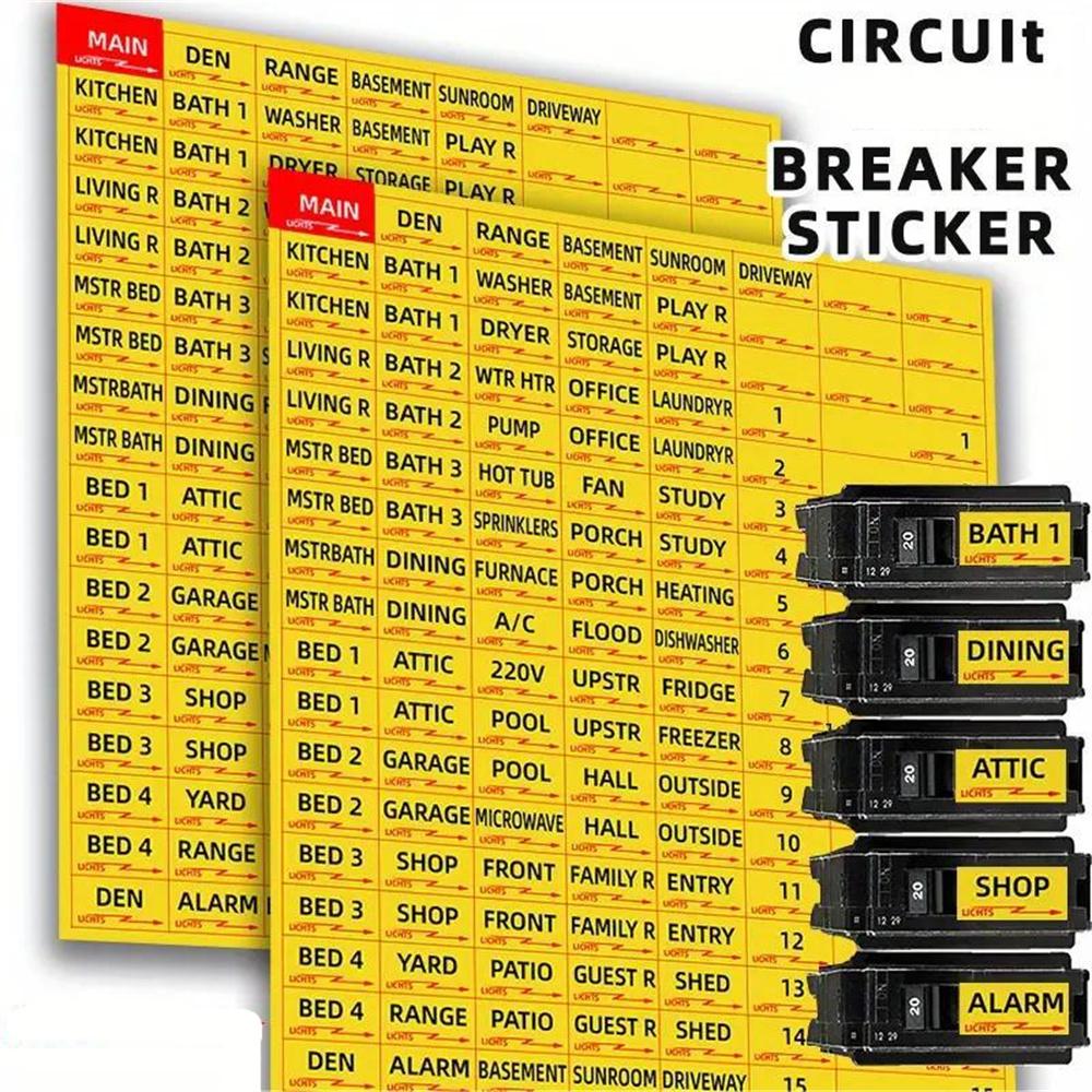 2 Set 129pcs/set New Circuit Breaker Sticker Weatherproof Circuit Breaker Labels