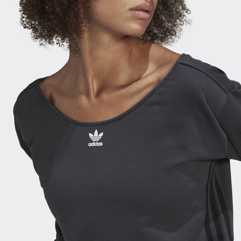 Adidas Originals Slouchy Crew Solid Logo Short Sports Round Neck Pullover Sweatshirt Women sweatshirt Gray HU1647