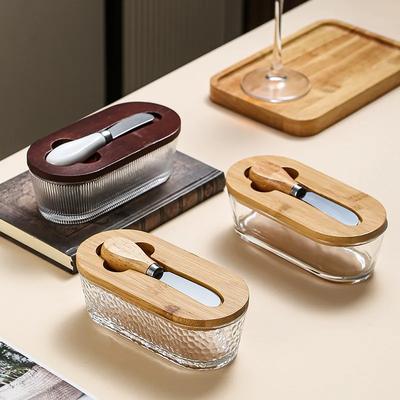 Glass Butter Dish with Lid and Butter Knife-Unbreakable Glass Keeper Container with,Silicone Sealing,for Kitchen Farmhouse Decor