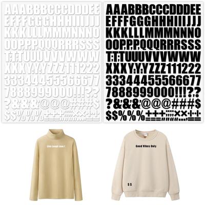 Parches termoadhesivos con letras en blanco y negro para planchar, para ropa, para camisetas, con alfabeto, AZ
