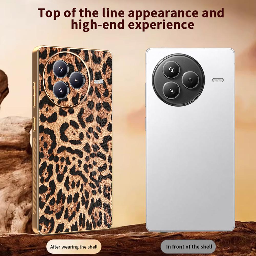 For Xiaomi Civi 5 Pro 5G Case Leopard Print PU Leather Coated PC+TPU Electroplating Phone Cover