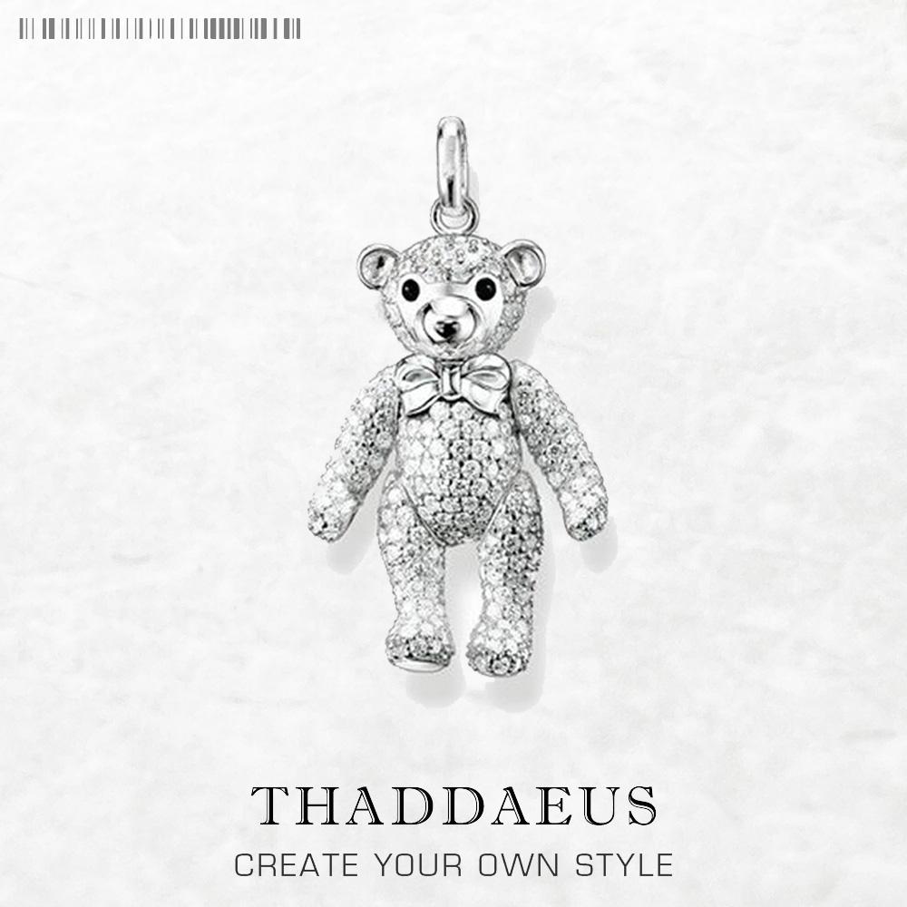 Pendant Teddy Bear,Spring New Pure 925 Silver Fine Jewelry Europe Bijoux Cute Accessories Gift For Women