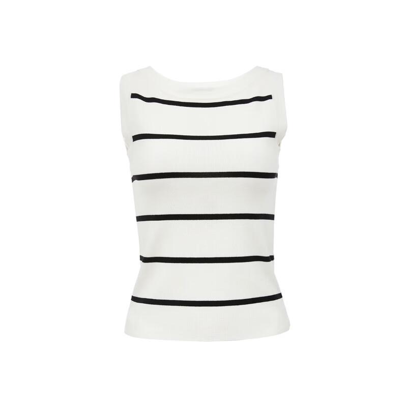 VEROMODA Women's Striped Knit Round Neck Vest