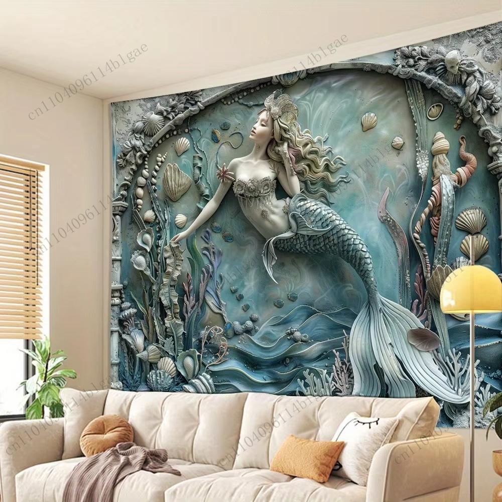 Mermaid Fantasy Tapestry Enigmatic Bedroom Decor Wall Hanging Art Home Decor Room Decoration Accessories