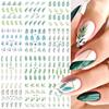 S.A.V.I Floral Nail Decals - 12 Green Plant Designs, Water Transfer Nail Art Stickers