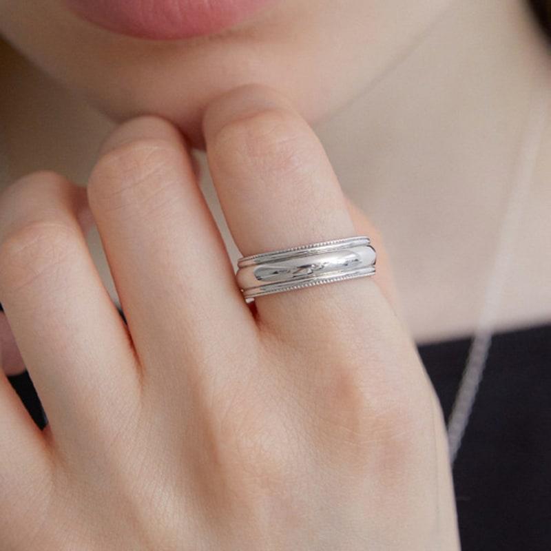 by hyeres [925 silver] Milgrain vloume ring (Silver) BH7R59767W9