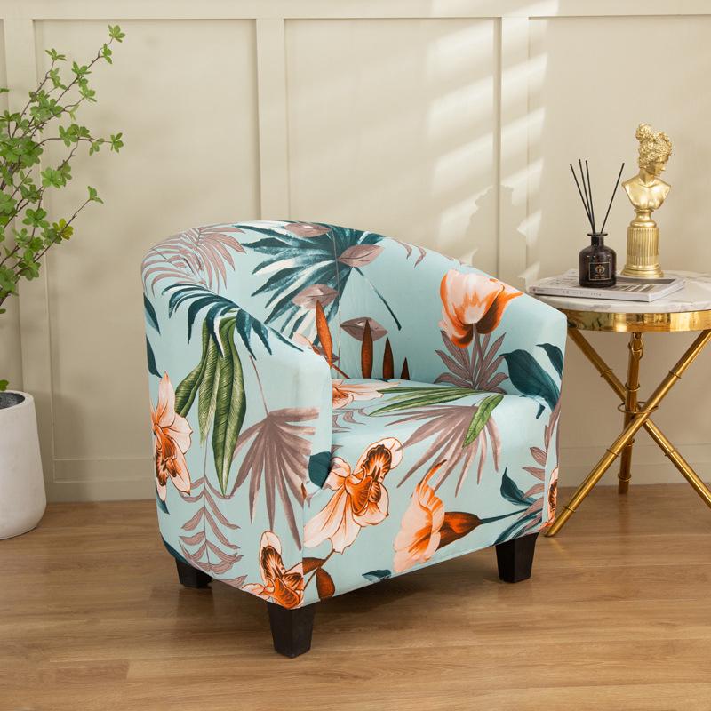 Elastic Printed Semi-Circular Sofa & Chair Cover for Cafes & Hotels
