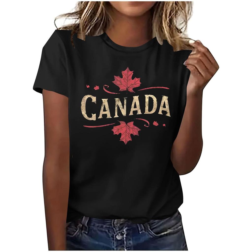 Women's Fashion Casual Maple Leaf Print Top