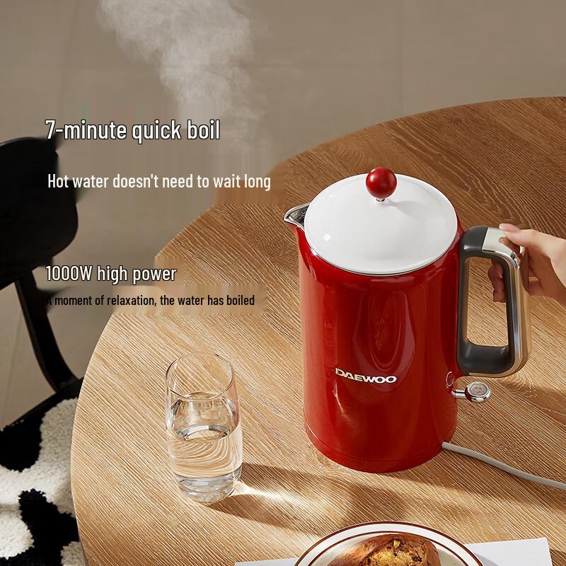 DAEWOO Retro 1.5L Double-Layer Electric Kettle CN plug (adapter included)