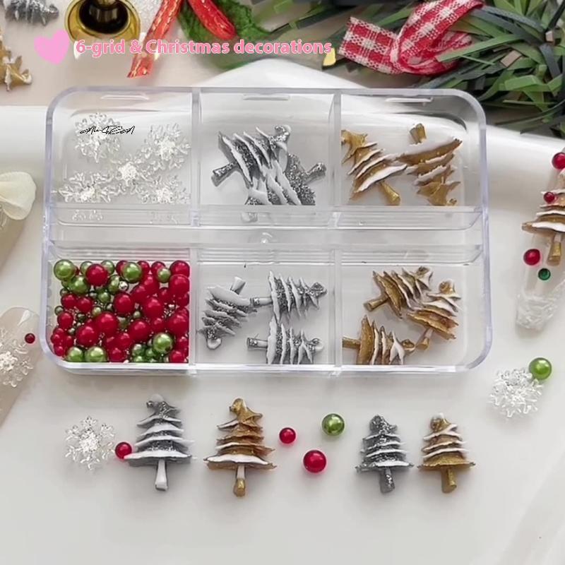 Christmas Colorful Resin Nail Decoration Accessories DIY Nail Glamour Christmas Tree Snowflakes Design Stereoscopic for Salon