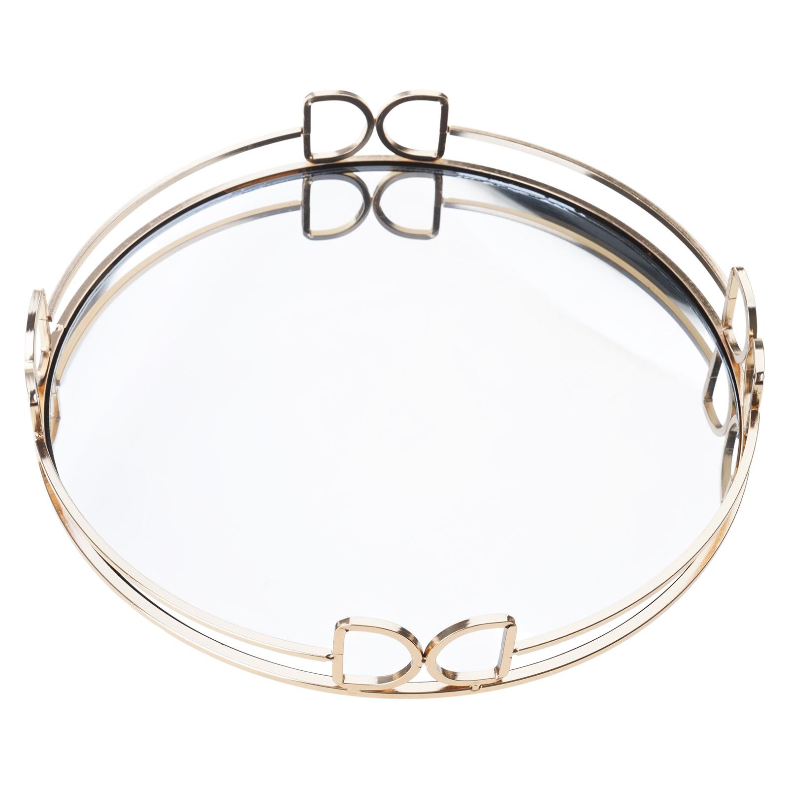 

Элегантный золотой зеркальный поднос для демонстрации, портативный для организации аксессуаров и улучшения эстетики домашнего декора B