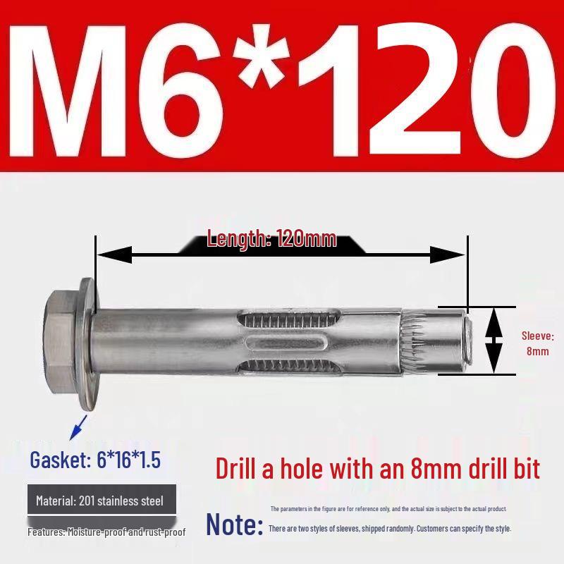 Stainless Steel Expansion Bolt with External Hex & Built-in Hole