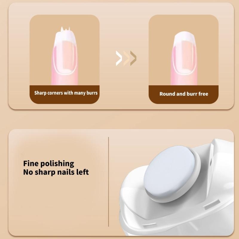 Baby Safe Electric Nails Trimmer USB Charging Night Lamp Function 3 Speed Setting for Infants and Kids White