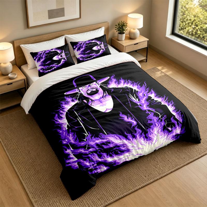 3Pcs Bedding SetThe Undertaker Soft Bed Sheet and Two Pillowcases Home Bedroom Decor