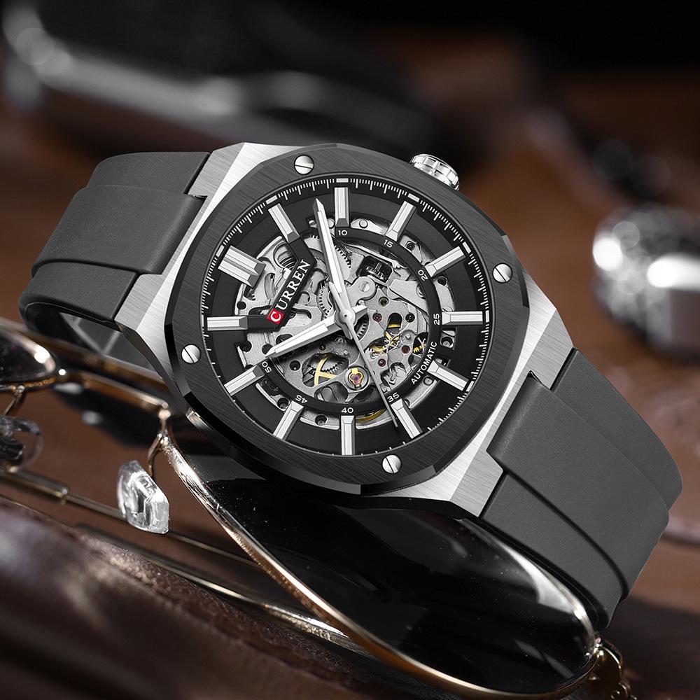 CURREN 8485 Men's Casual Skeleton Mechanical Watch